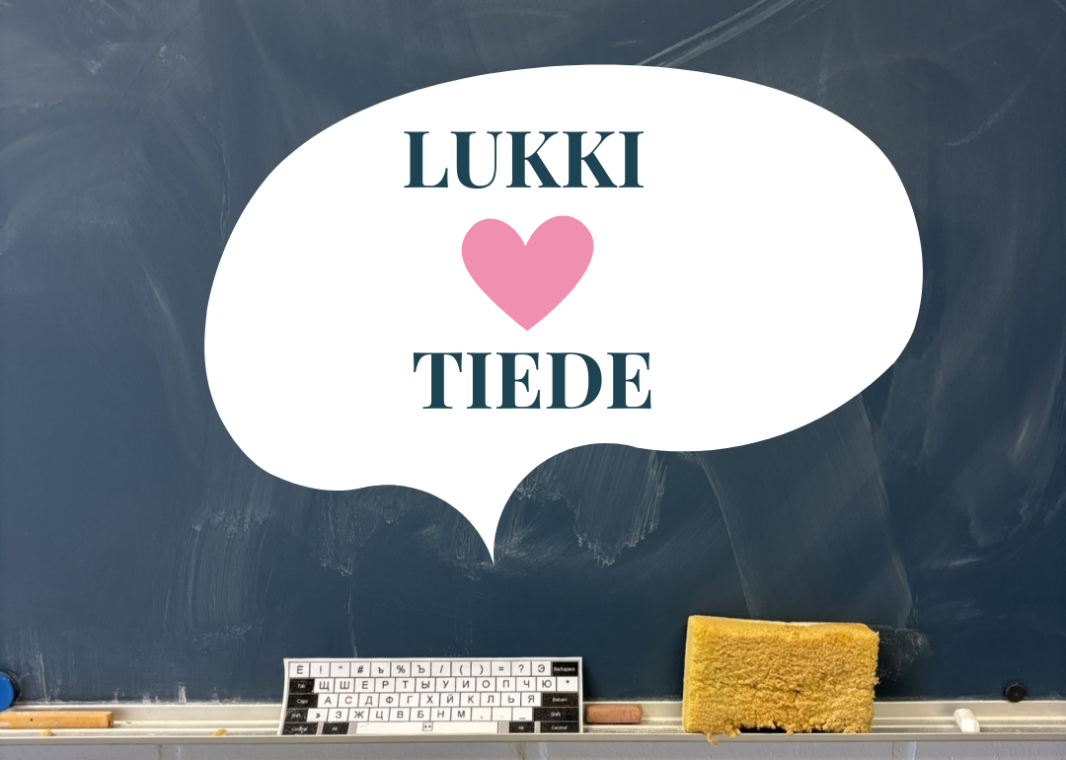 Kuvassa teksti LUKKI sydän TIEDE.