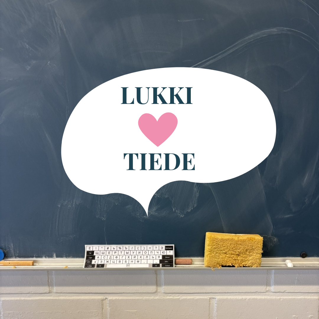 Kuvassa teksti LUKKI sydän TIEDE.